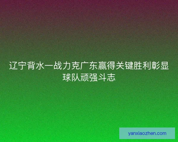 辽宁背水一战力克广东赢得关键胜利彰显球队顽强斗志